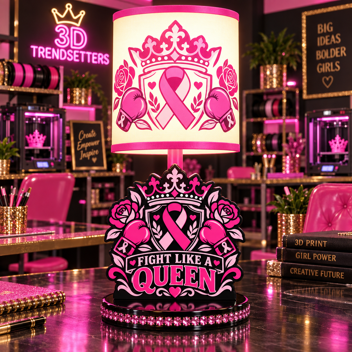 BREAST CANCER AWARENESS LAMP COLLECTION FIGHTERS &amp; SURVIVORS EDITION 10-DESIGN DIGITAL BUNDLE