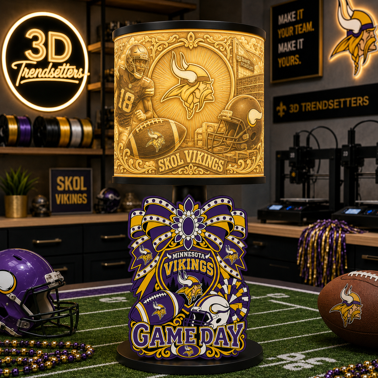 🏈 Female Team-Inspired Lamp Collection | Digital 3D Print Files