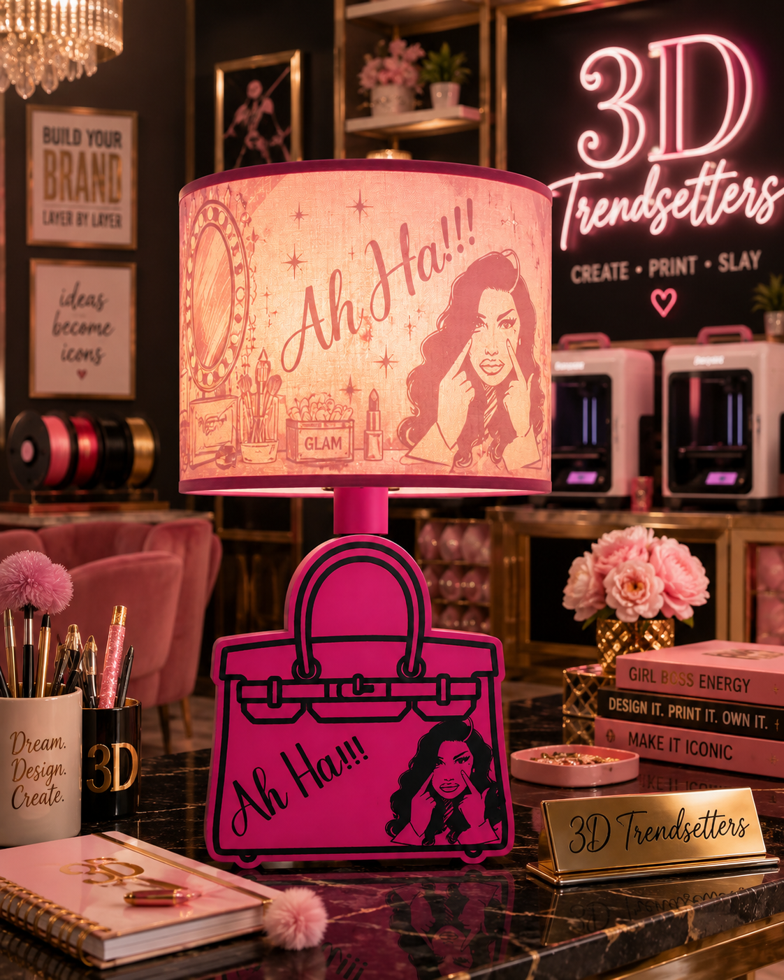 Ah Ha!!! Glam Purse Lamp with Shade Nfc Tag – Digital 3D Print File