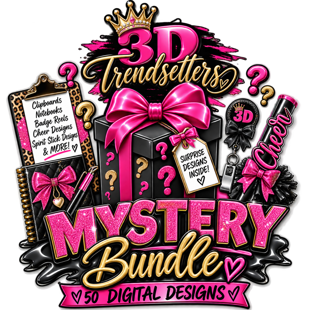 🔥 3D Trendsetters Mystery Bundle – 50 Digital Designs! 🔥