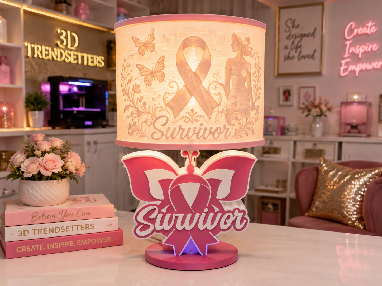 Butterfly Breast Cancer Survivor Lamp Base – Digital 3D Print File