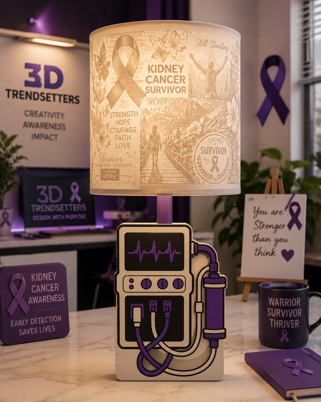 Kidney Cancer Awareness Lamp Base – Digital 3D Print File