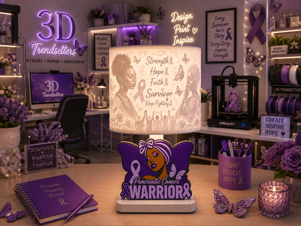 🎗️ Cancer Awareness Lamp Base Bundle – 8 Digital Designs | 3D Printable Files