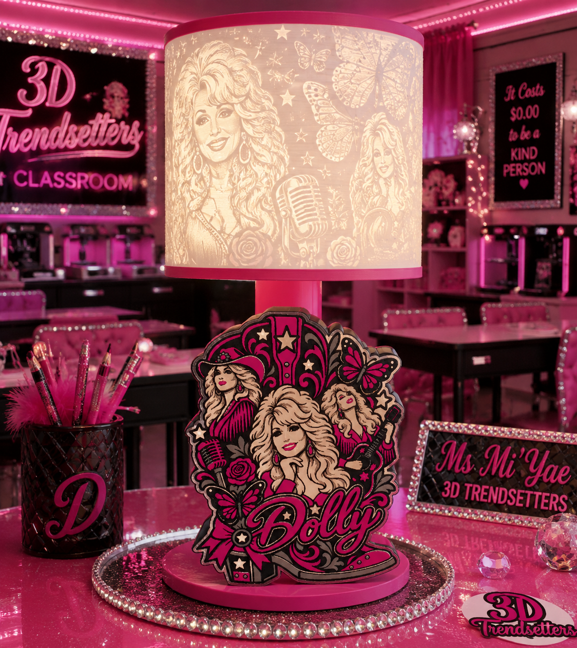 Dolly-Inspired Glam Lamp Base + Lithophane Shade | Digital 3D Print File