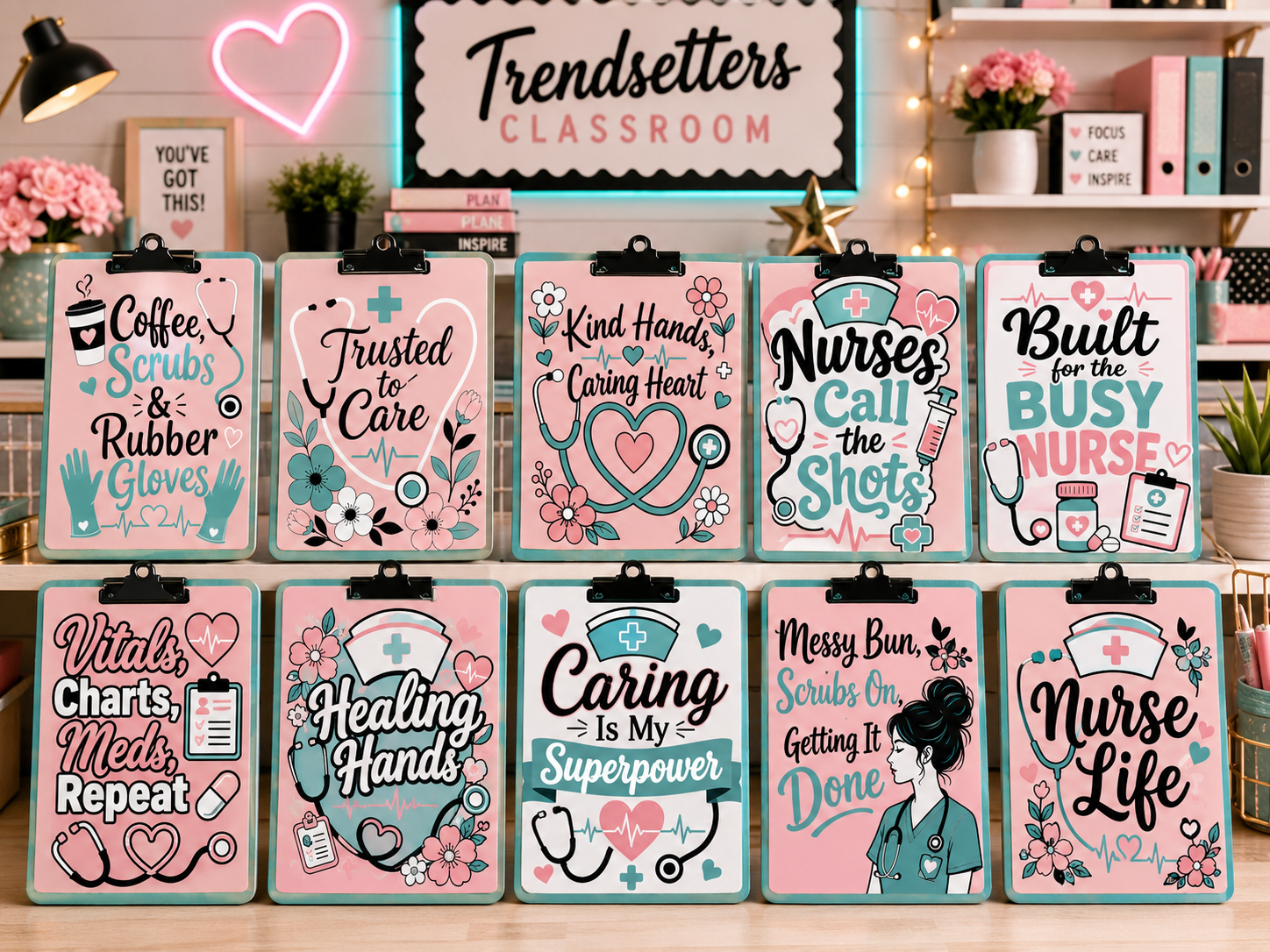 Nurse A5 Clipboard Digital Design Bundle – Set of 10