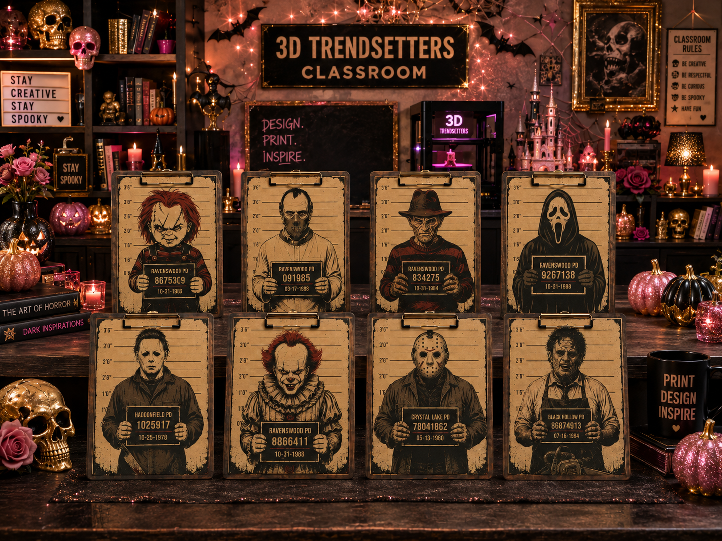 Horror Mugshot A5 Clipboard Bundle – 8 Digital Designs