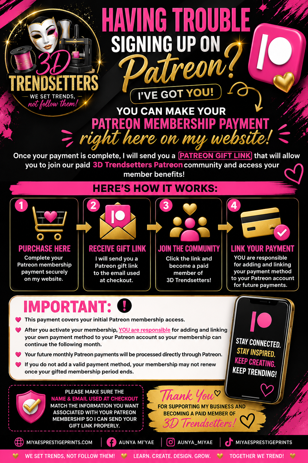 3D Trendsetters Patreon Membership – Alternative Signup Option