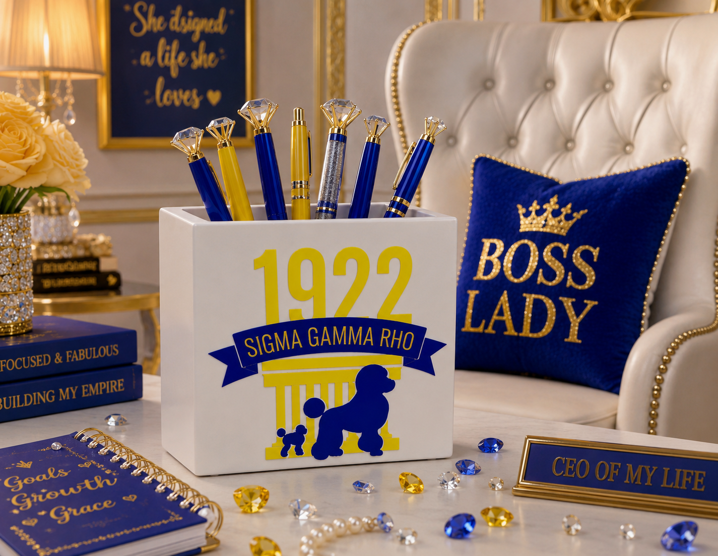 Sigma Gamma Rho Glam Desk Pen Holder – Digital STL File
