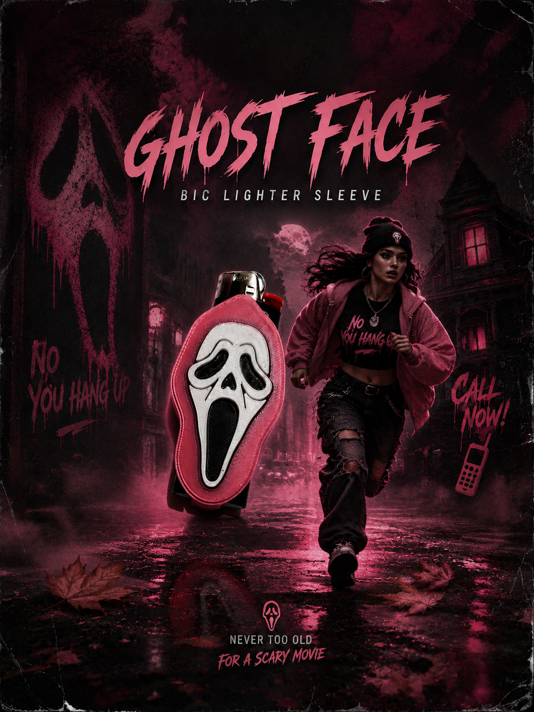 Ghost Face Horror Bic Lighter Sleeve Set – Pink Edition (2 Pack)